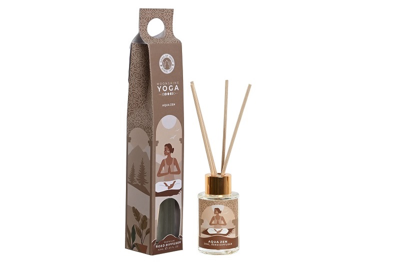 AMBIENTADOR MIKADO CRISTAL 3X3X22CM 30ML YOGA AQUA